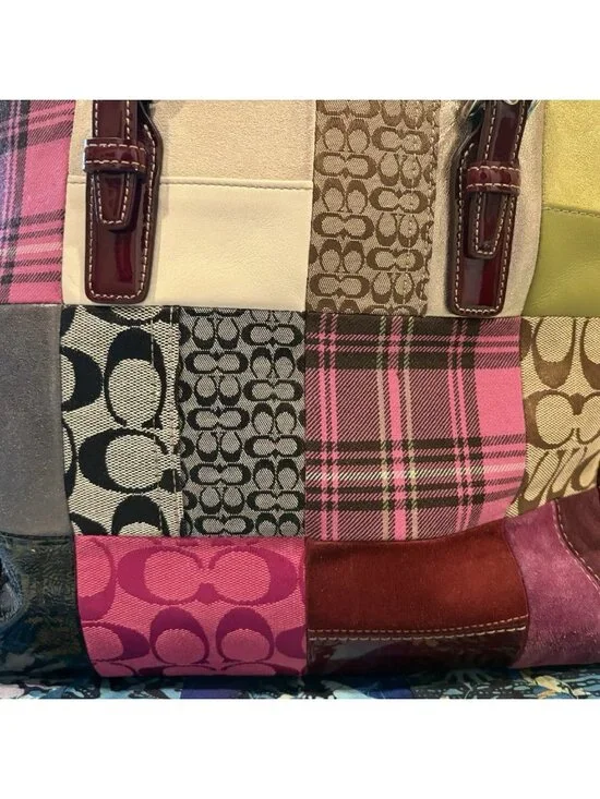 Vtg COACH Purse Legacy Rare Leather Limited Edition Patchwork Suede Tote 1437 - Picture 2 of 16